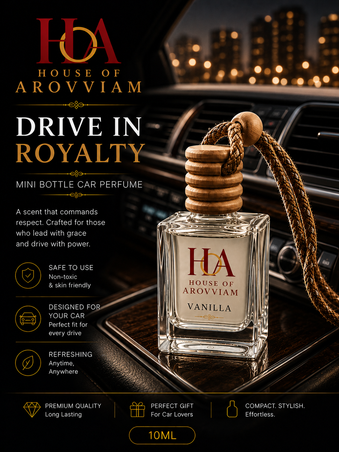 Vanilla - Arovviam Mini Bottle Car Perfume